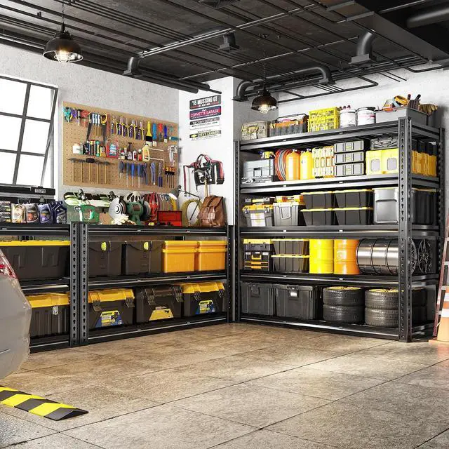 Alt view image 2 of 7 - 48" W Garage Shelving, 5-Tier Storage Shelves Load 3030LBS, Adjustable Garage Shelves, Industrial Shelving for Basement, Warehouse, Workshop, Kitchen, 48" W x 18" D x 72" H
