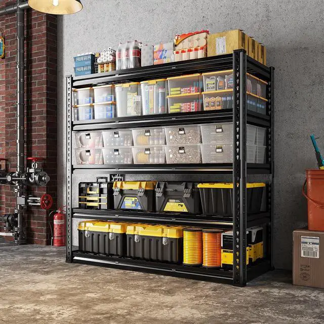 Alt view image 5 of 7 - 48" W Garage Shelving, 5-Tier Storage Shelves Load 3030LBS, Adjustable Garage Shelves, Industrial Shelving for Basement, Warehouse, Workshop, Kitchen, 48" W x 18" D x 72" H