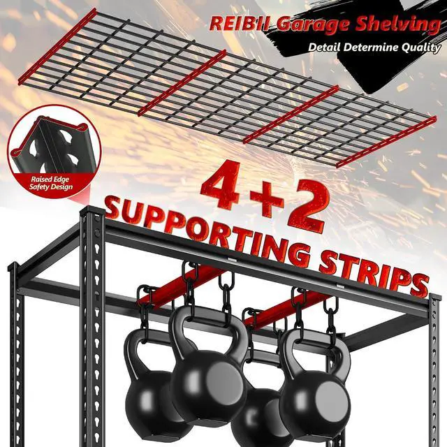 Alt view image 5 of 7 - 3300LBS Garage Shelving 78" H Storage Shelves Heavy Duty 6-Tier Adjustable Metal Shelving Easy Assembly Storage Shelf for Garage Basement Warehouse Pantry, 48" W X 18" D X 78" H