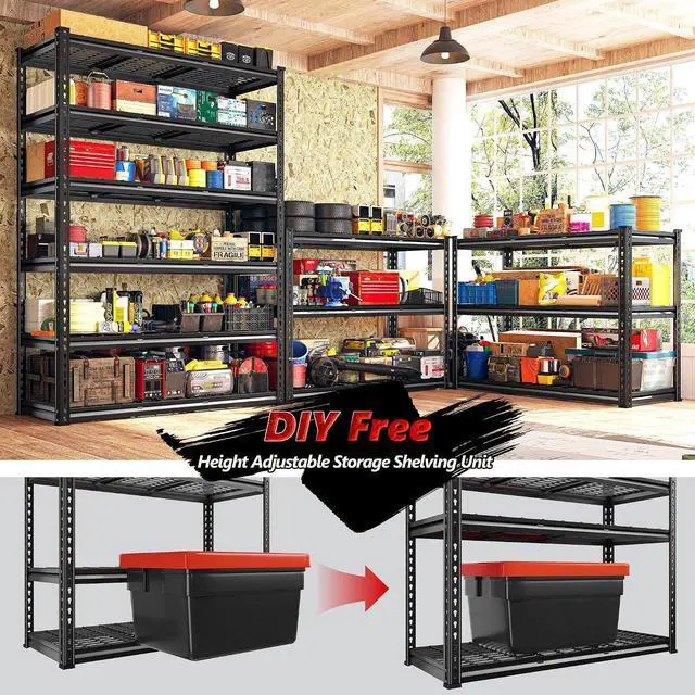 Alt view image 6 of 7 - 3300LBS Garage Shelving 78" H Storage Shelves Heavy Duty 6-Tier Adjustable Metal Shelving Easy Assembly Storage Shelf for Garage Basement Warehouse Pantry, 48" W X 18" D X 78" H
