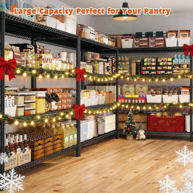 Alt view image 7 of 7 - 60" W Storage Shelves 2878LBS Metal Shelving Unit with Wheels Heavy Duty Garage Shelving Adjustable Wire Shelves for Pantry,Kitchen,Garage,Basement,Business,Warehouse,School,60W ×24D×65.3H