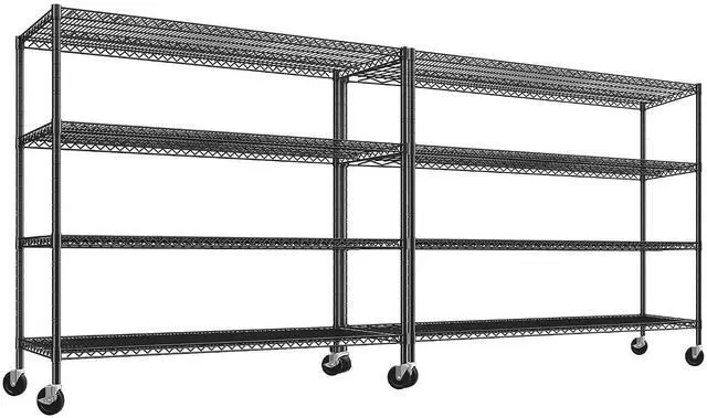 Main image of 60" W ×24" D×65.3" H, 4 Tier Wire Shelving 2878LBS Heavy Duty Steel Storage Rack Shelving Adjustable Shelves for Warehouses, Garages, Kitchens, and Commercial Spaces/Premium Wheels 2 Pack