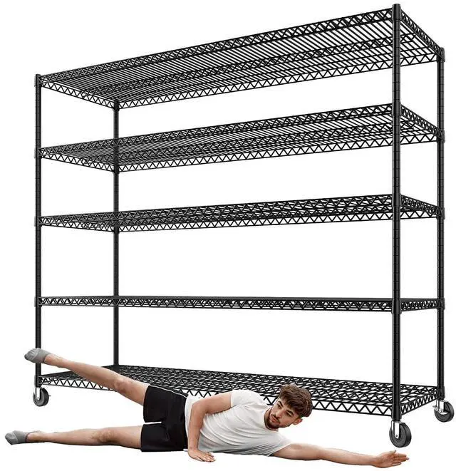 Main image of 3200LBS Storage Shelves Wire Shelving with Wheels,Adjustable Garage Shelving Heavy Duty Steel Metal Shelving Unit Shelf Rack for Warehouses,Garage,Kitchen,School,Commercial,73" H X 60W X 18" D
