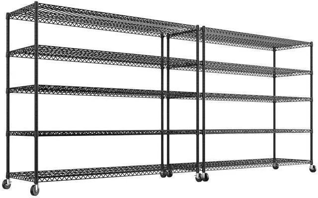 Main image of Storage Shelves 3200 LBS Capacity Wire Shelving with Wheels Heavy Duty Metal Shelf for Warehouses, Garage,Kitchens, School,Commercial Shelf, 73" H X 60" W X 18" D, 2 Pack
