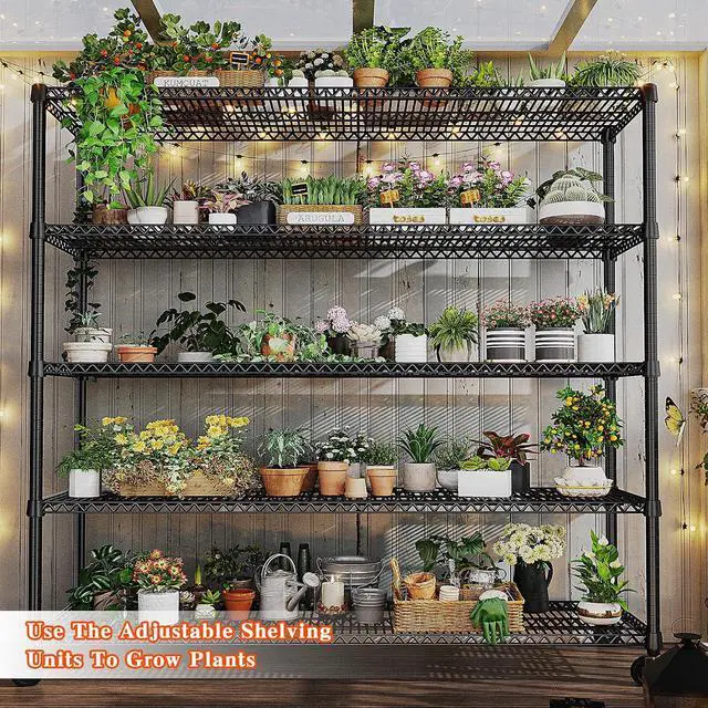 Alt view image 2 of 7 - Storage Shelves 3200 LBS Capacity Wire Shelving with Wheels Heavy Duty Metal Shelf for Warehouses, Garage,Kitchens, School,Commercial Shelf, 73" H X 60" W X 18" D, 2 Pack