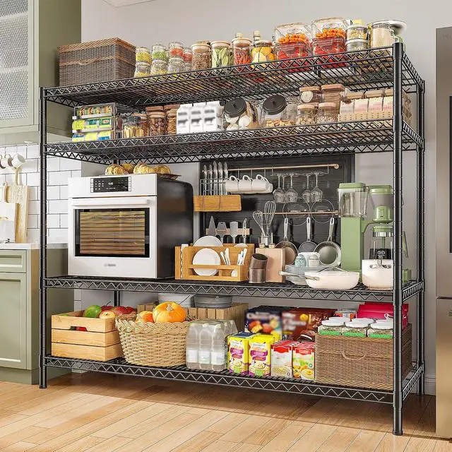 Alt view image 2 of 7 - 55.5" W Storage Shelves 2560LBS Metal Shelving 4 Tier Wire Shelving Unit Garage Shelving Heavy Duty Metal Shelves for Storage Rack Commercial Adjustable Pantry Shelf, 55.5" W X 18''D X 55.5" H