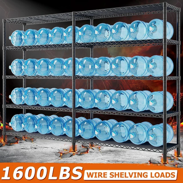 Alt view image 3 of 7 - 1600LBS Heavy Duty Storage Shelves 5-Tier Extra-Wide Metal Shelving 69.8" W x 72.4" H Capacity Garage Shelving Unit Adjustable Wire Shelving for Kitchen Garage Pantry Basement