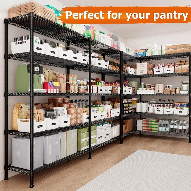 Alt view image 5 of 7 - 1600LBS Heavy Duty Storage Shelves 5-Tier Extra-Wide Metal Shelving 69.8" W x 72.4" H Capacity Garage Shelving Unit Adjustable Wire Shelving for Kitchen Garage Pantry Basement