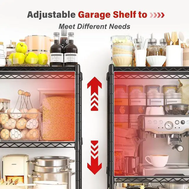 Alt view image 5 of 7 - 5 Tier Wire Shelving, 23.2" W Metal Shelving, Small Space Corner Storage, Adjustable Shelves, Leveling Feet, Metal, for Kitchen, Bedroom, Pantry, Closet,Laundry Room