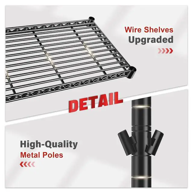 Alt view image 6 of 7 - 5 Tier Wire Shelving, 23.2" W Metal Shelving, Small Space Corner Storage, Adjustable Shelves, Leveling Feet, Metal, for Kitchen, Bedroom, Pantry, Closet,Laundry Room