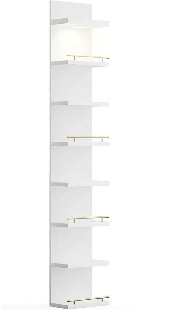 Main image of 8 Tier Wall Shelf Unit, Floating Shelves with LED Light, Versatile Lack Wall Shelves for Home Decor, White