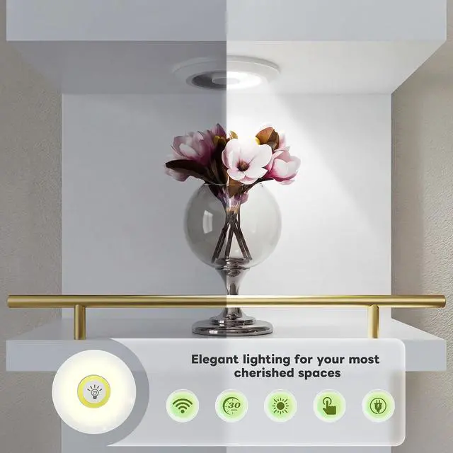 Alt view image 6 of 7 - 8 Tier Wall Shelf Unit, 2-Pack White Floating Shelves with LED Light, Multi-Functional Versatile Shelves for Dressing Room Bedroom Living Room Office