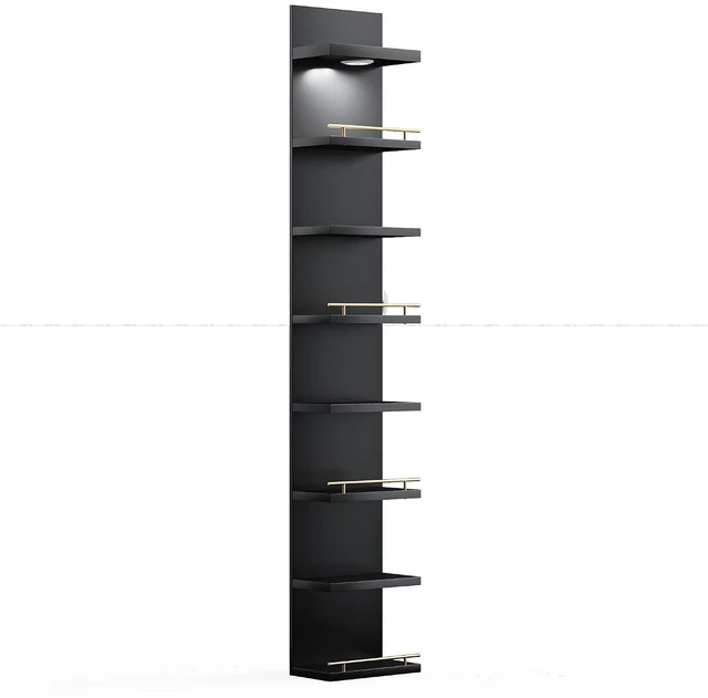 Main image of 8 Tier Wall Shelf Unit, Black Lack Shelf, Vanity Floating Shelves with LED Light, Versatile Floating Shelves for Bedroom, Living Room, Office