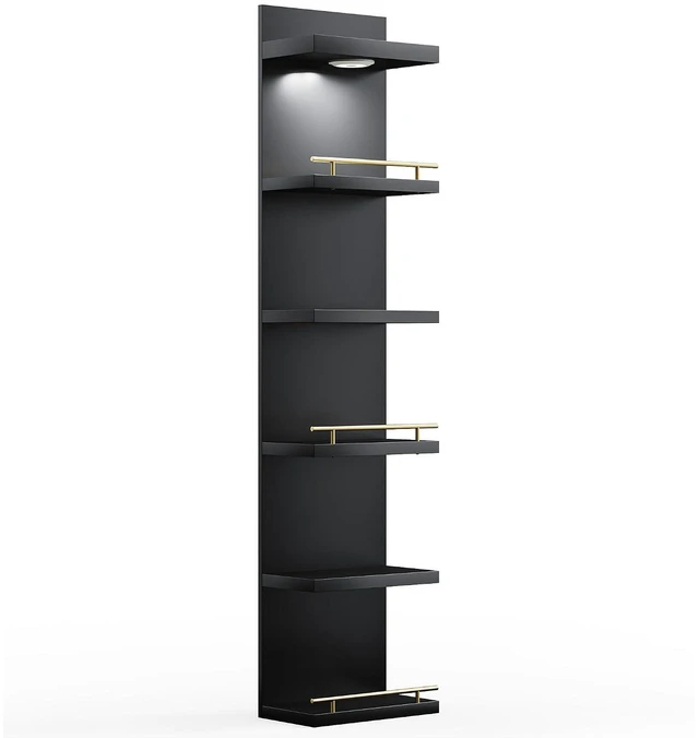 Main image of 6 Tier Wall Shelf Unit, Black Lack Shelf, Vanity Floating Shelves with LED Light, Versatile Floating Shelves for Bedroom, Living Room, Office