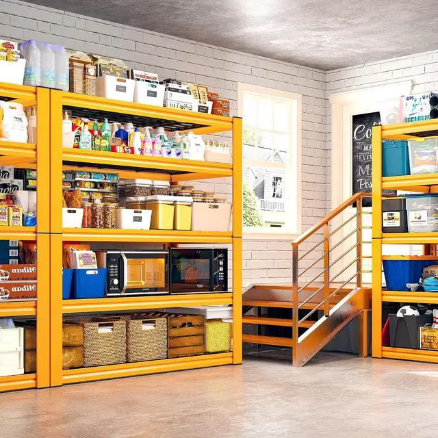 Alt view image 2 of 7 - Garage Shelving Load 3200LBS, 5-Tier Storage Shelves, Adjustable Heavy Duty Metal Shelving Unit for Pantry, Basement, Warehouse, 72" H x 36" W x 16" D, 2PC