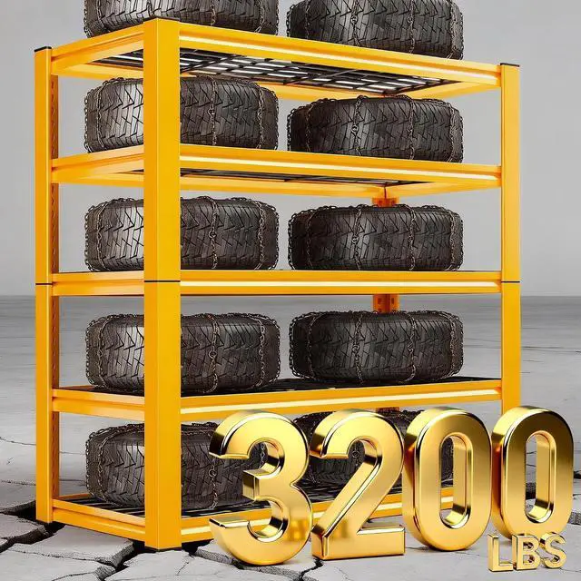 Alt view image 4 of 7 - Garage Shelving Load 3200LBS, 5-Tier Storage Shelves, Adjustable Heavy Duty Metal Shelving Unit for Pantry, Basement, Warehouse, 72" H x 36" W x 16" D, 2PC