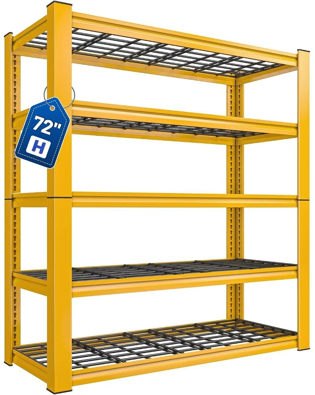 Main image of Orange Garage Shelving Unit, 3010LBS Heavy Duty Storage Shelves, 5 Tier Wire Shelving with Adjustable Clips for Garage, Basement, Kitchen, Pantry, School, Commercial, Warehouse, Office