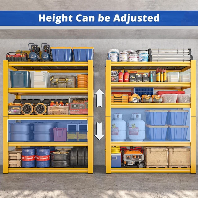 Alt view image 6 of 7 - Orange Garage Shelving Unit, 3010LBS Heavy Duty Storage Shelves, 5 Tier Wire Shelving with Adjustable Clips for Garage, Basement, Kitchen, Pantry, School, Commercial, Warehouse, Office