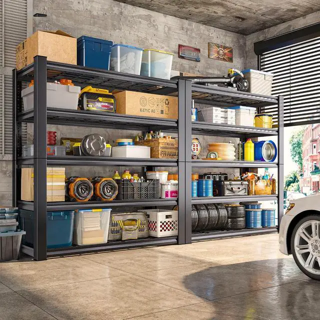 Alt view image 6 of 7 - 3010LBS Storage Shelves 72" H Garage Shelving Heavy Duty Metal Shelving 5 Tier Adjustable Metal Shelves for Storage for Kitchen Pantry Warehouse Basement 72" H x 35.5" W x 16" D, 4 Pack