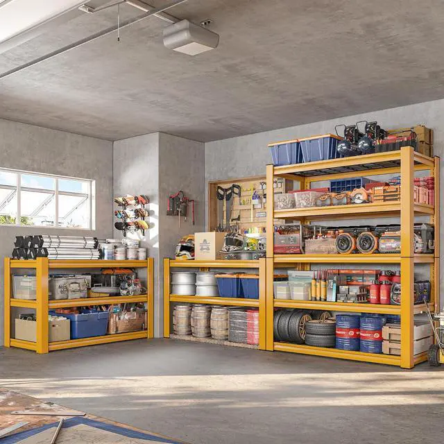Alt view image 5 of 7 - 72''H Garage Shelving 3010 LBS Storage Shelves Adjustable Metal Shelving 5 Tier Metal Shelves for Storage Industrial Shelf for Kitchen Pantry Warehouse Basement 72" HX35.5 WX16 D, 3 Pack