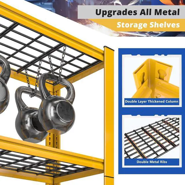 Alt view image 7 of 7 - 72''H Garage Shelving 3010 LBS Storage Shelves Adjustable Metal Shelving 5 Tier Metal Shelves for Storage Industrial Shelf for Kitchen Pantry Warehouse Basement 72" HX35.5 WX16 D, 3 Pack