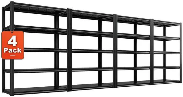 Main image of Garage Shelving 48.2" W Storage Shelves 3000LBS Metal Shelving Heavy Duty Adjustable Metal Shelf 5 Tier Pantry Shelves for Basement Warehouse Supermarket 72.2" H x 24.2" D x 48.2" W, 4 Pac