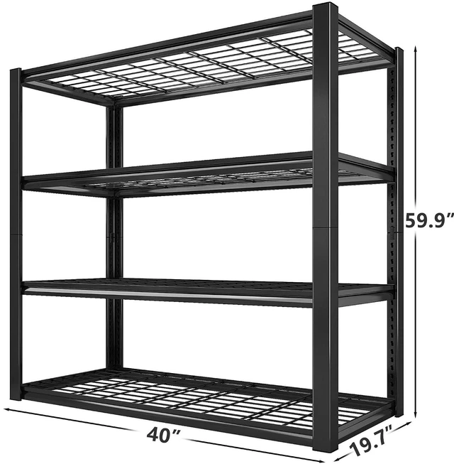 Alt view image 3 of 7 - 40" W Garage Shelving with Double-Layer Frame for Homeowners and DIY | Load 2200Lbs, Adjustable, 10-Minute Easy Assembly, Wire Mesh Panels, for Garage Basement Warehouse Pantry, 40"W×19.7"D×59.9"H