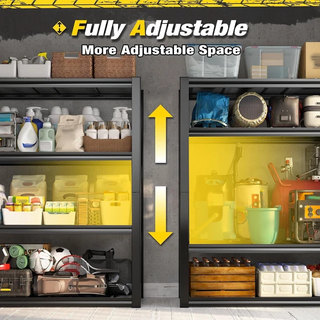 Alt view image 5 of 7 - 40" W Garage Shelving with Double-Layer Frame for Homeowners and DIY | Load 2200Lbs, Adjustable, 10-Minute Easy Assembly, Wire Mesh Panels, for Garage Basement Warehouse Pantry, 40"W×19.7"D×59.9"H