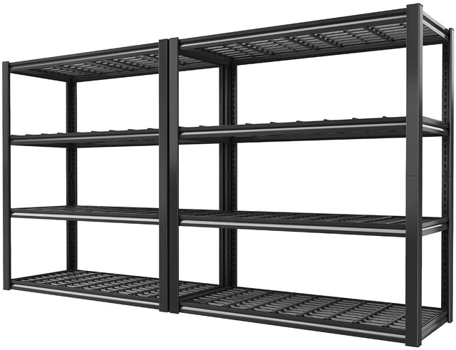 Main image of 40" W Heavy Duty Garage Shelving Unit Load 2200Lbs, 4-Tier Reinforced Metal Storage Shelves, Adjustable Storage Rack for Garage Basement Warehouse Pantry Kitchen, 40"W x 19.7"D x 59.9"H, Black, 2PC