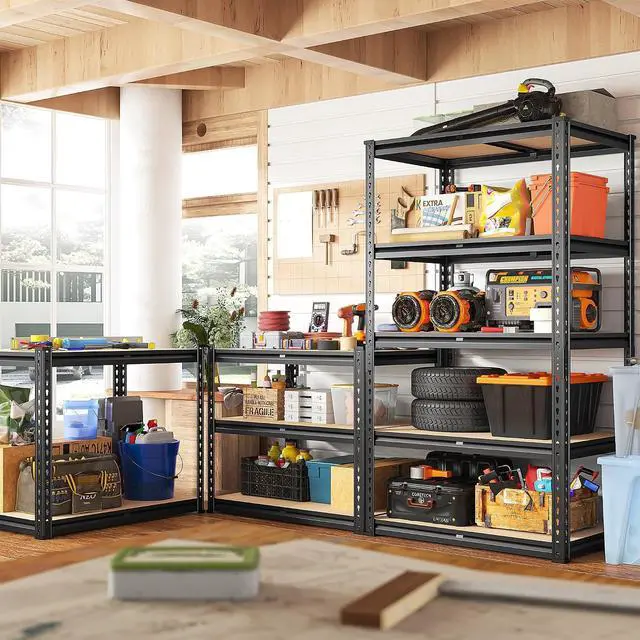 Alt view image 3 of 7 - Garage Shelving 2000LBS Storage Shelves Heavy Duty Shelving 5 Tier Adjustable Metal Shelves Sturdy Storage Rack for Garage Pantry Closet Kitchen Basement 60" H x 28" W x 14" D