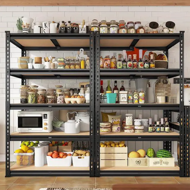 Alt view image 4 of 7 - Garage Shelving 2000LBS Storage Shelves Heavy Duty Shelving 5 Tier Adjustable Metal Shelves Sturdy Storage Rack for Garage Pantry Closet Kitchen Basement 60" H x 28" W x 14" D