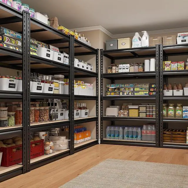 Alt view image 5 of 7 - Garage Shelving 2000LBS Storage Shelves Heavy Duty Shelving 5 Tier Adjustable Metal Shelves Sturdy Storage Rack for Garage Pantry Closet Kitchen Basement 60" H x 28" W x 14" D