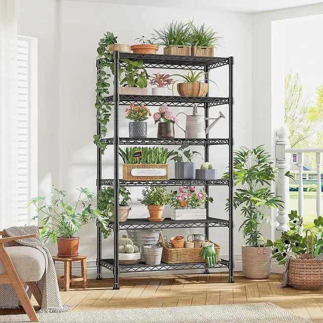 Alt view image 7 of 7 - 6-Tier Metal Shelving Unit, 800LBS Heavy Duty Wire Shelving with Anti-Tipping Kit, No Tools Needed, Adjustable Storage Shelves for Garage Pantry Kitchen Closet, 13.8" D x 21.5" W x 70.5" H