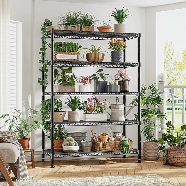 Alt view image 2 of 7 - 1653LBS Storage Shelves with Wheels,76.1" H Metal Shelving 5-Tire Adjustable Wire Shelving Pantry Shelves for Garage Shelving, Pantry, Kitchen, Closet, Commercial,15.7" D x 35.4" Wx76.1 H