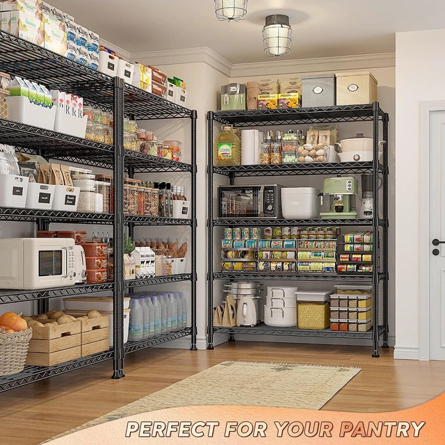 Alt view image 7 of 7 - 1653LBS Storage Shelves with Wheels,76.1" H Metal Shelving 5-Tire Adjustable Wire Shelving Pantry Shelves for Garage Shelving, Pantry, Kitchen, Closet, Commercial,15.7" D x 35.4" Wx76.1 H