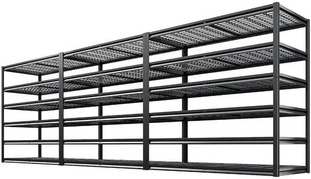 Main image of 3500LBS Garage Shelving, Adjustable Storage Shelves Heavy Duty, 6 Tier Heavy Duty Shelving, Metal Shelving Unit for Warehouse, Basement, Industrial, 55" W x 26" D x 84" H, Black, 3 Pack