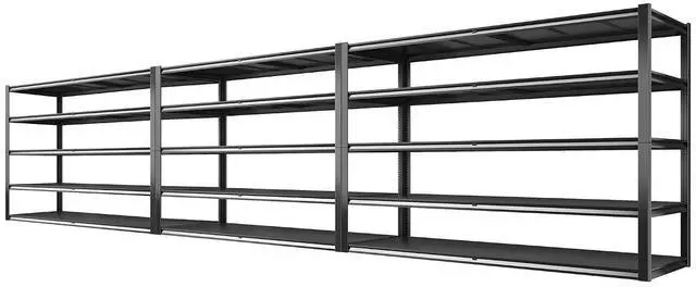 Main image of 78" H Storage Shelves, Garage Shelving Heavy Duty Load 3000LBS, Adjustable Garage Shelving, 5 Tier Metal Shelves Unit for Storage Rack, Basement, 55" W x 26" D x 78" H, Black, 3 Pack