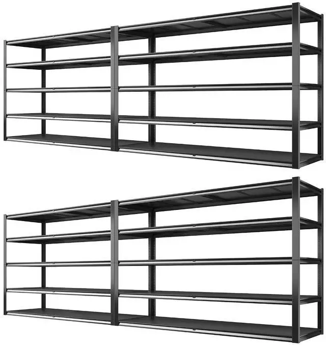 Main image of 78" H Storage Shelves, Garage Shelving Heavy Duty Load 3000LBS, Adjustable Garage Shelving, 5 Tier Metal Shelves Unit for Storage Rack, Basement, 55" W x 26" D x 78" H, Black, 4 Pack