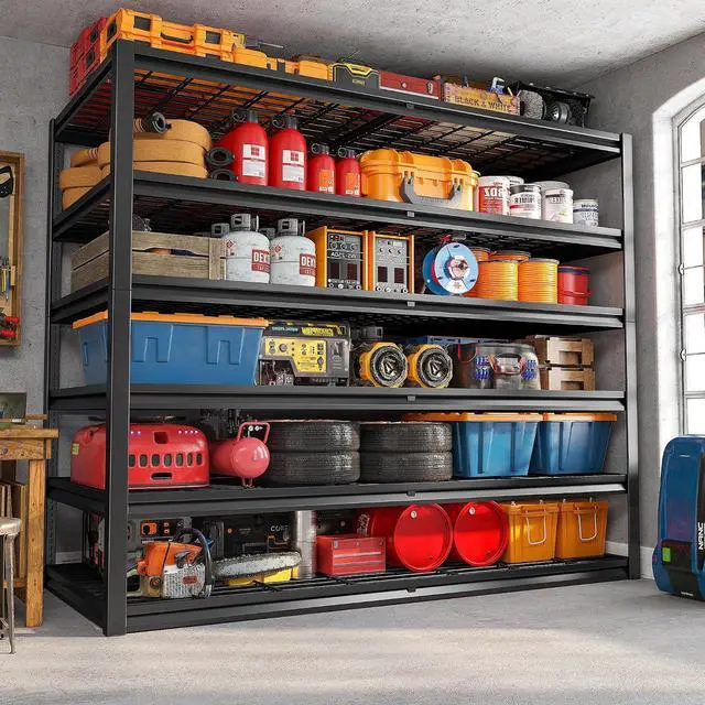 Alt view image 2 of 7 - 3500LBS Garage Shelving, Adjustable Storage Shelves Heavy Duty, 6 Tier Heavy Duty Shelving, Metal Shelving Unit for Warehouse, Basement, Industrial, 55" W x 26" D x 84" H, Black, 3 Pack