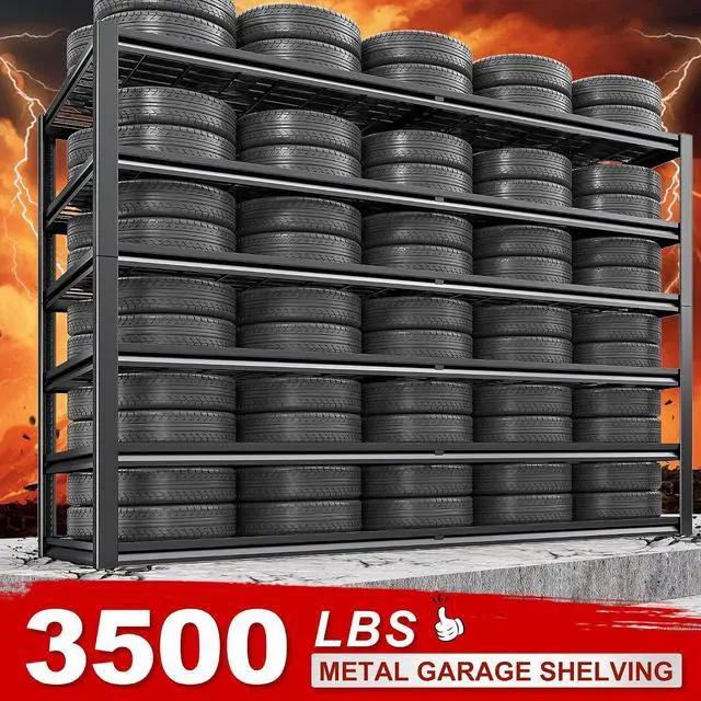 Alt view image 4 of 7 - 3500LBS Garage Shelving, Adjustable Storage Shelves Heavy Duty, 6 Tier Heavy Duty Shelving, Metal Shelving Unit for Warehouse, Basement, Industrial, 55" W x 26" D x 84" H, Black, 3 Pack