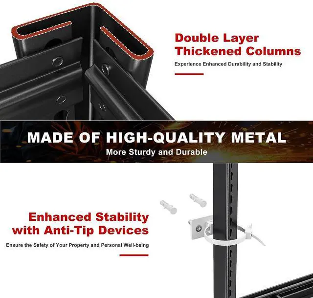 Alt view image 7 of 7 - 3500LBS Garage Shelving, Adjustable Storage Shelves Heavy Duty, 6 Tier Heavy Duty Shelving, Metal Shelving Unit for Warehouse, Basement, Industrial, 55" W x 26" D x 84" H, Black, 3 Pack