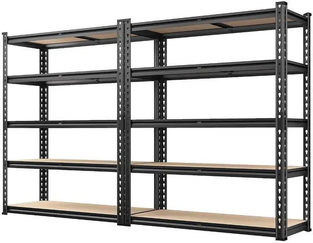 Main image of 2-Pack Storage Shelves Space-Saving and Organization for Garage | Adjustable Tier Height, Safe Edges, Home Storage, Commercial Display, Detachable Metal Shelving for Basement Pantry Warehouse