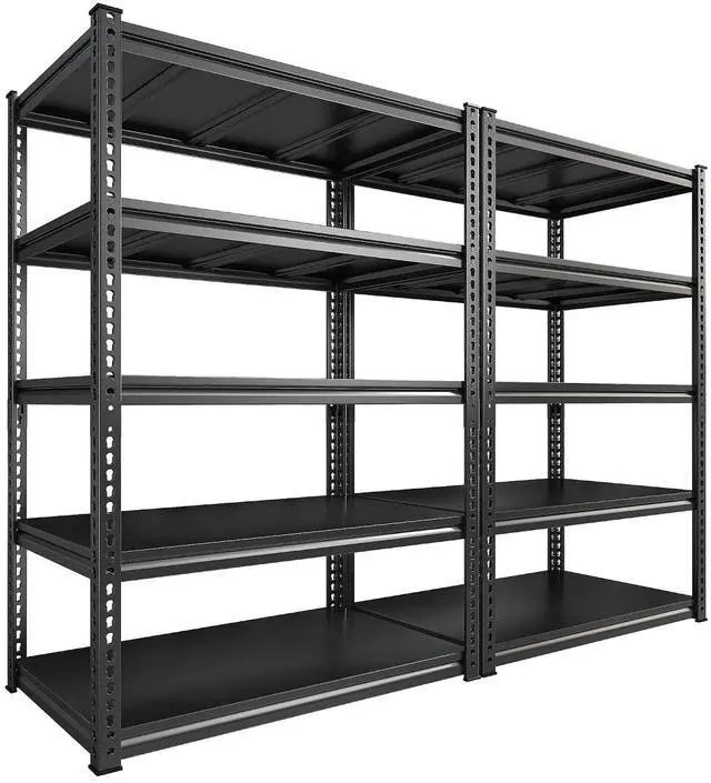 Main image of 72" H Garage Shelving Load 2500Lbs for Homeowners and Commercial Use | Heavy Duty, Adjustable 5 Tiers with Steel Panels, for Warehouse Factory Commercial Garage, 72"H x 36"W x 18"D, Black, 2Packs
