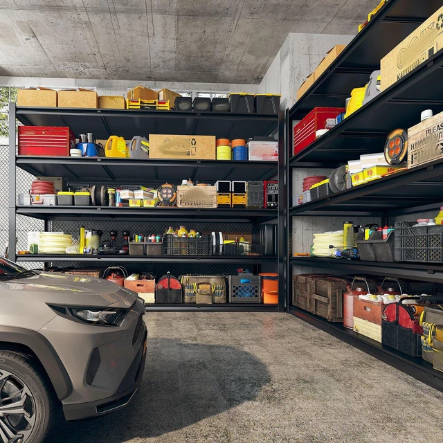 Alt view image 3 of 7 - 60" W Garage Shelving Heavy Duty 3000LBS Storage Shelves Heavy Duty Shelving, 5 Tier Metal Garage Storage Shelves, Adjustable Commercial Shelf, Industrial Shelves, 60" W x 24" D x 72" H, 2 Pack
