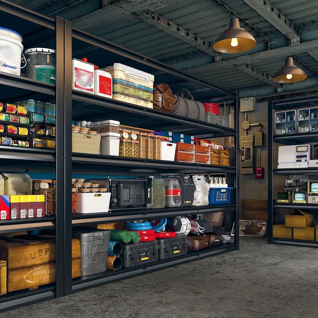 Alt view image 5 of 7 - 60" W Garage Shelving Heavy Duty 3000LBS Storage Shelves Heavy Duty Shelving, 5 Tier Metal Garage Storage Shelves, Adjustable Commercial Shelf, Industrial Shelves, 60" W x 24" D x 72" H, 2 Pack