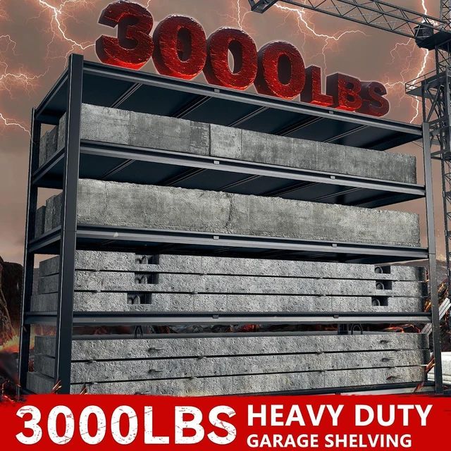 Alt view image 7 of 7 - 60" W Garage Shelving Heavy Duty 3000LBS Storage Shelves Heavy Duty Shelving, 5 Tier Metal Garage Storage Shelves, Adjustable Commercial Shelf, Industrial Shelves, 60" W x 24" D x 72" H, 2 Pack