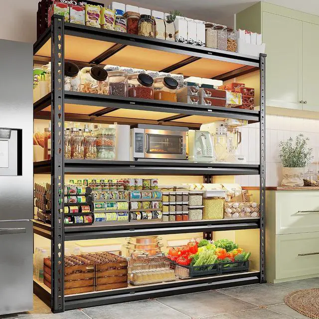 Alt view image 7 of 7 - 48.2" W Garage Shelving, Storage Shelves Load 3000LBS, Adjustable Garage Shelving Heavy Duty for Pantry, Basement, Warehouse, 48.2" W X 71.9" H X 24" D, Black