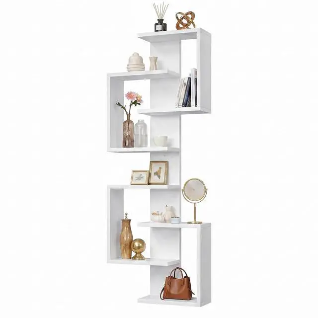 Main image of 8 Tier Floating Shelves, DIY Wall Mounted Shelves, White Display Shelf for Living Room, Bedroom, Vanity, Lack Shelf for Home Decor