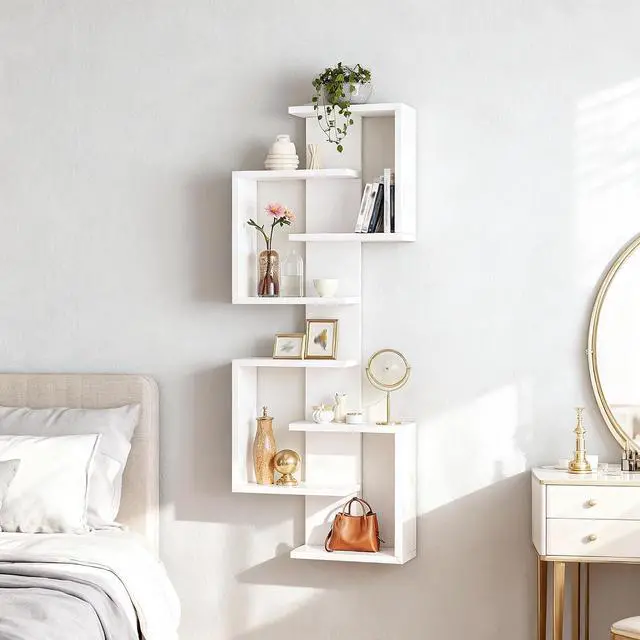 Alt view image 2 of 7 - 8 Tier Floating Shelves, DIY Wall Mounted Shelves, White Display Shelf for Living Room, Bedroom, Vanity, Lack Shelf for Home Decor
