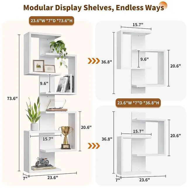 Alt view image 3 of 7 - 8 Tier Floating Shelves, DIY Wall Mounted Shelves, White Display Shelf for Living Room, Bedroom, Vanity, Lack Shelf for Home Decor